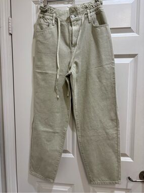 7 For All Mankind Straight Leg Jeans in Light Sage Green